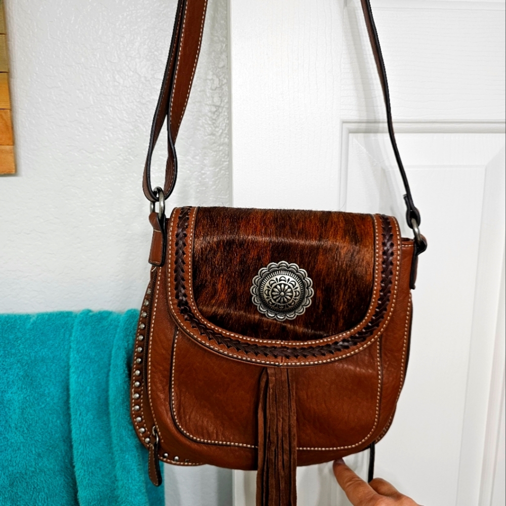 Concealed carry leather purse